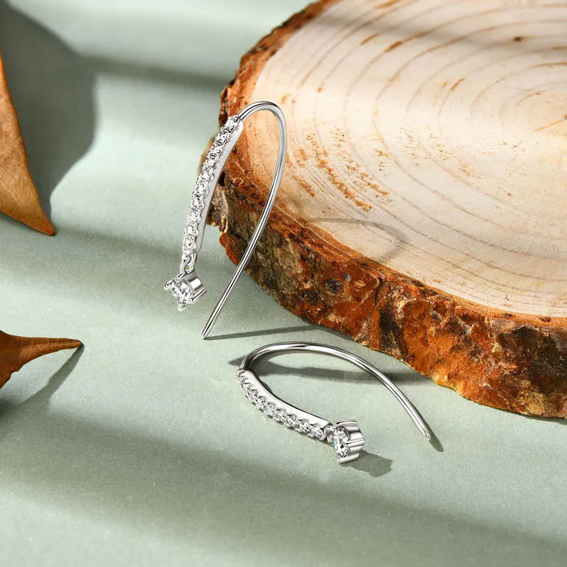 RAPRGOLD VVS1 جولة مويسانيتي U على شكل وأقراط للنساء الفتيات 925 فضة القرط Pendientes غرامة مجوهرات هدايا #3