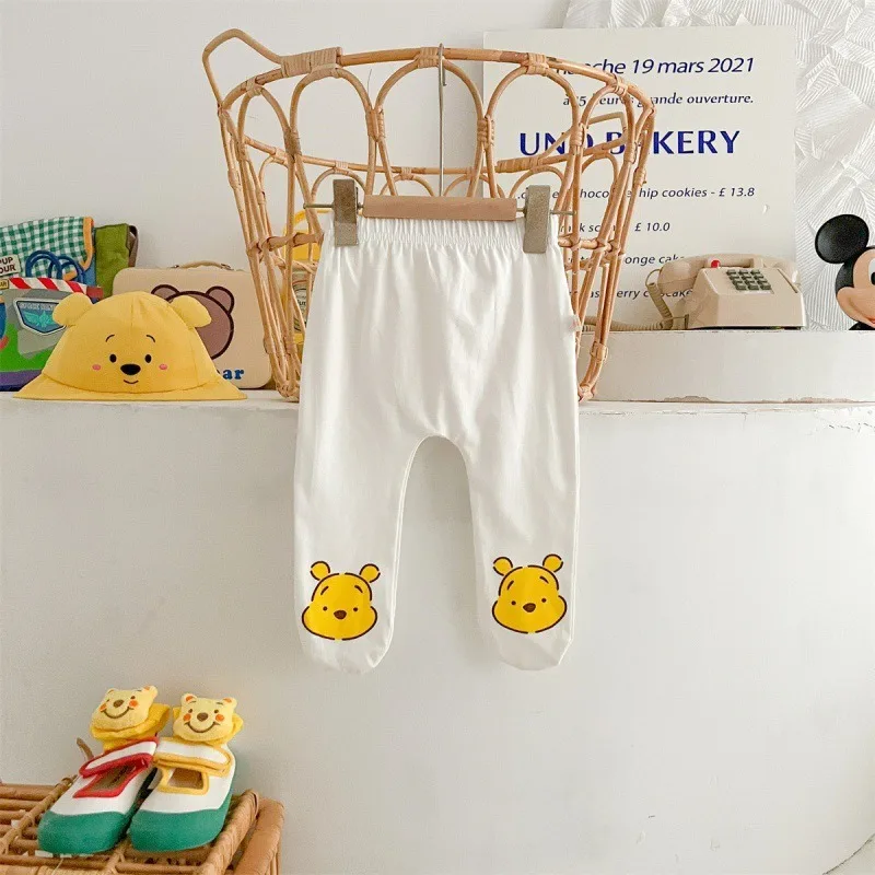 Cartoon Yellow Bear Striped Bodysuit Spring Autumn Soft Cotton Baby Clothing Jumpsuit Newborn Clothes K6181-1