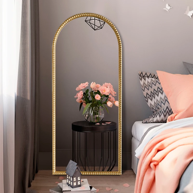 Custom vintage full body mirror European arch dressing mirror cloakroom fitting mirror wall mounted wall large mirror