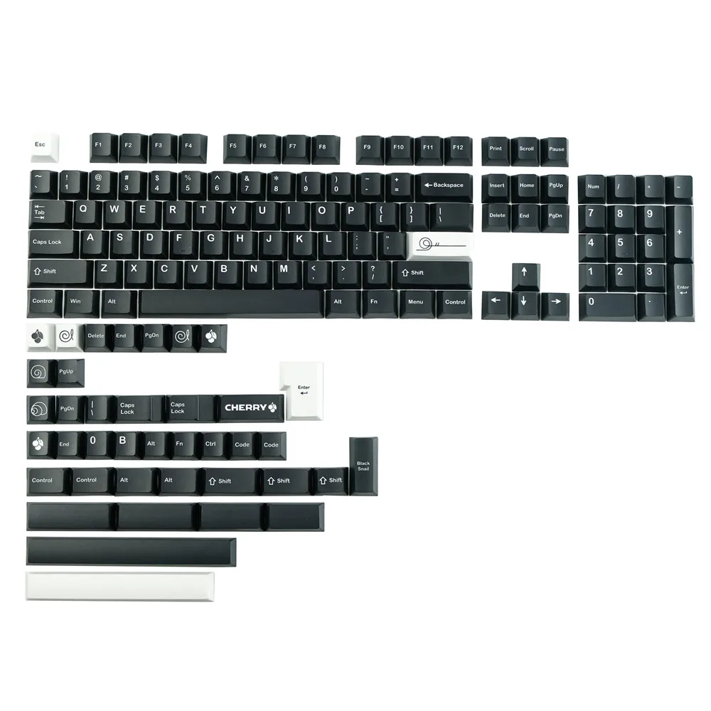 GMK Black Snail Keycap Set 142 Keys Cherry profile 5 Side DYE Sublimation PBT Keycaps For Mx Switches Mechanical Keyboard
