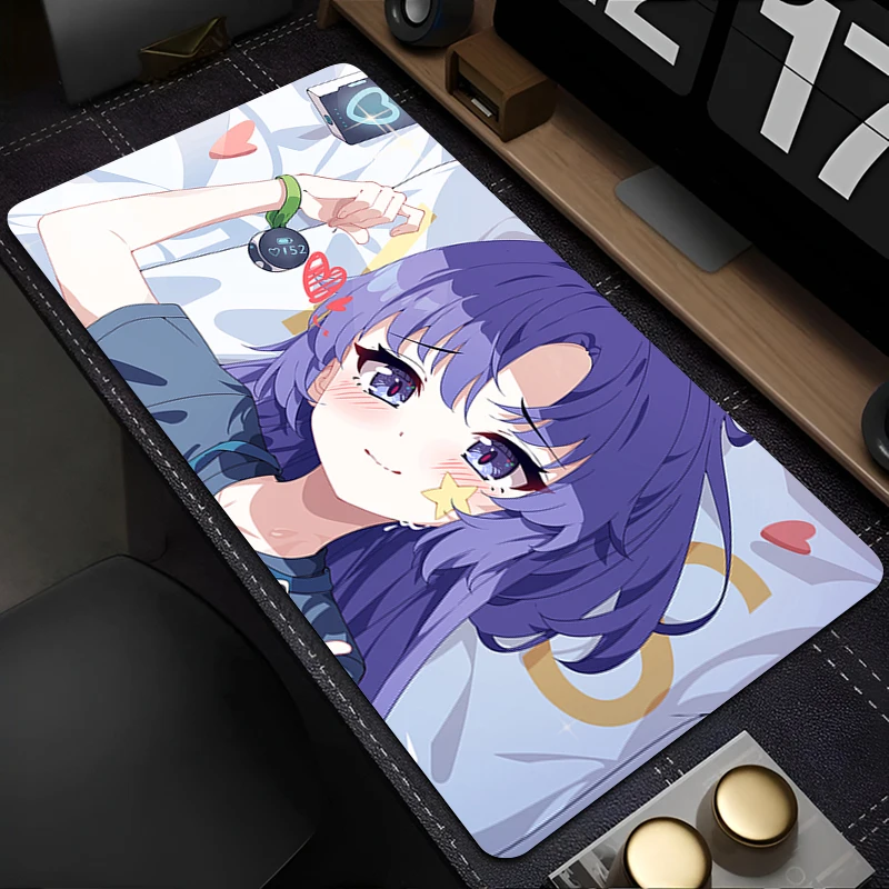 لوحة ماوس مكتب الكمبيوتر غير قابلة للانزلاق مطاطية ممتدة لوحة ماوس كمبيوتر محمول مثير أنيمي فتاة يوكا مكتب ماوس حصيرة الأزرق الأرشيف لطيف لوحة المفاتيح #4