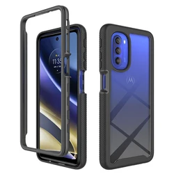 2 in 1 Hybrid Rugged Armor Shockproof Case For Motorola Moto G51 G71 5G G31 G41 TPU Frame Hard Plastic Clear Acrylic Back Cover