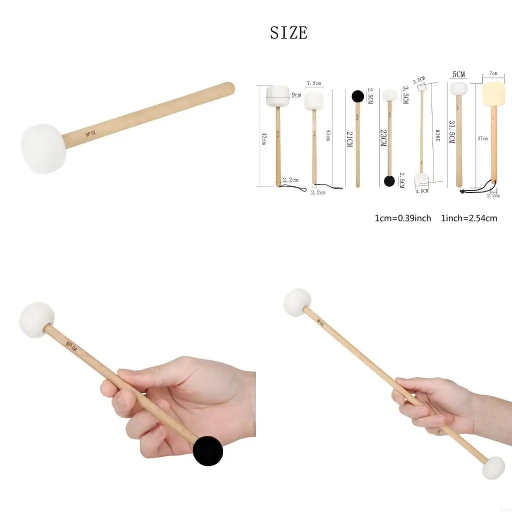 

340F 7 Pcs Handle Drum Singing Bowl Mallet Soft Felt Head Drumsticks