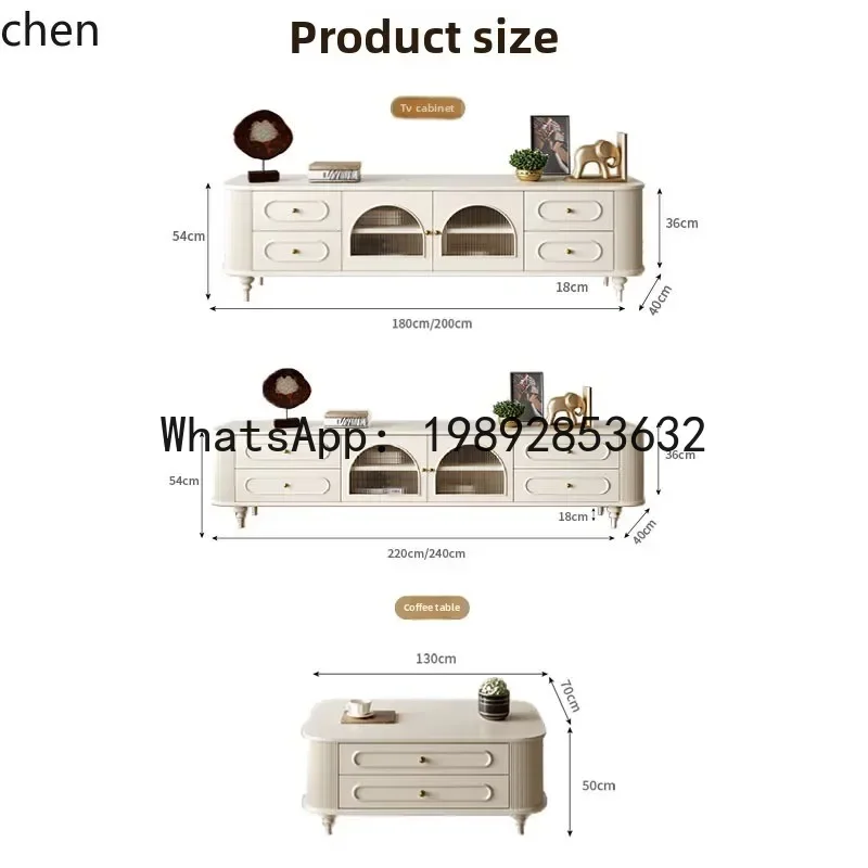 

X7 Solid Wood TV Cabinet Living Room Cream Style Light Luxury High-End TV Stand