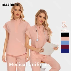 Uniformes médicos Unisex para hombres y mujeres, ropa de enfermería, disfraz de belleza, conjuntos de batas de enfermería, ropa de trabajo de dentista, Tops clínicos, pantalones