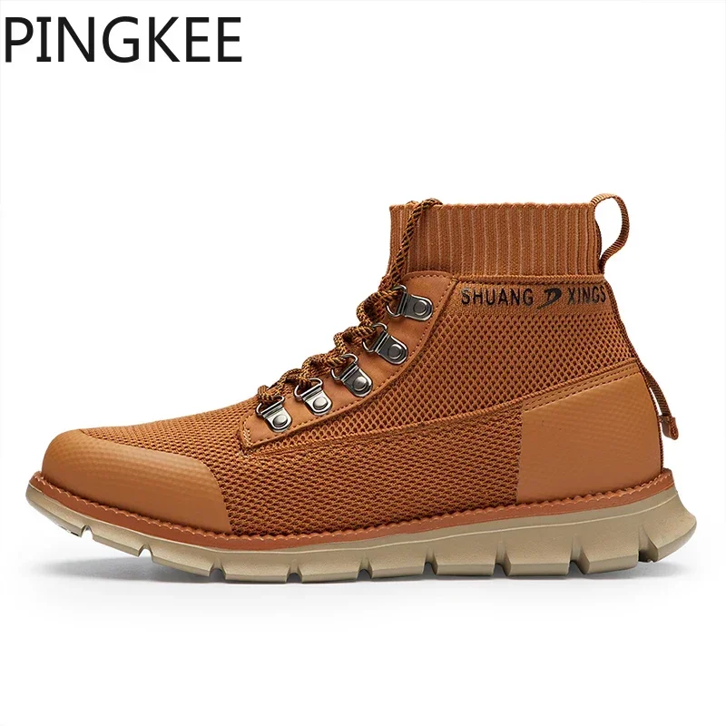 

PINGKEE Slip On Stretch Knit Upper Ultmate Comfort New Stylish Mens Casual Shoes Sneakers For Men's Winter Snow Hiking Boots