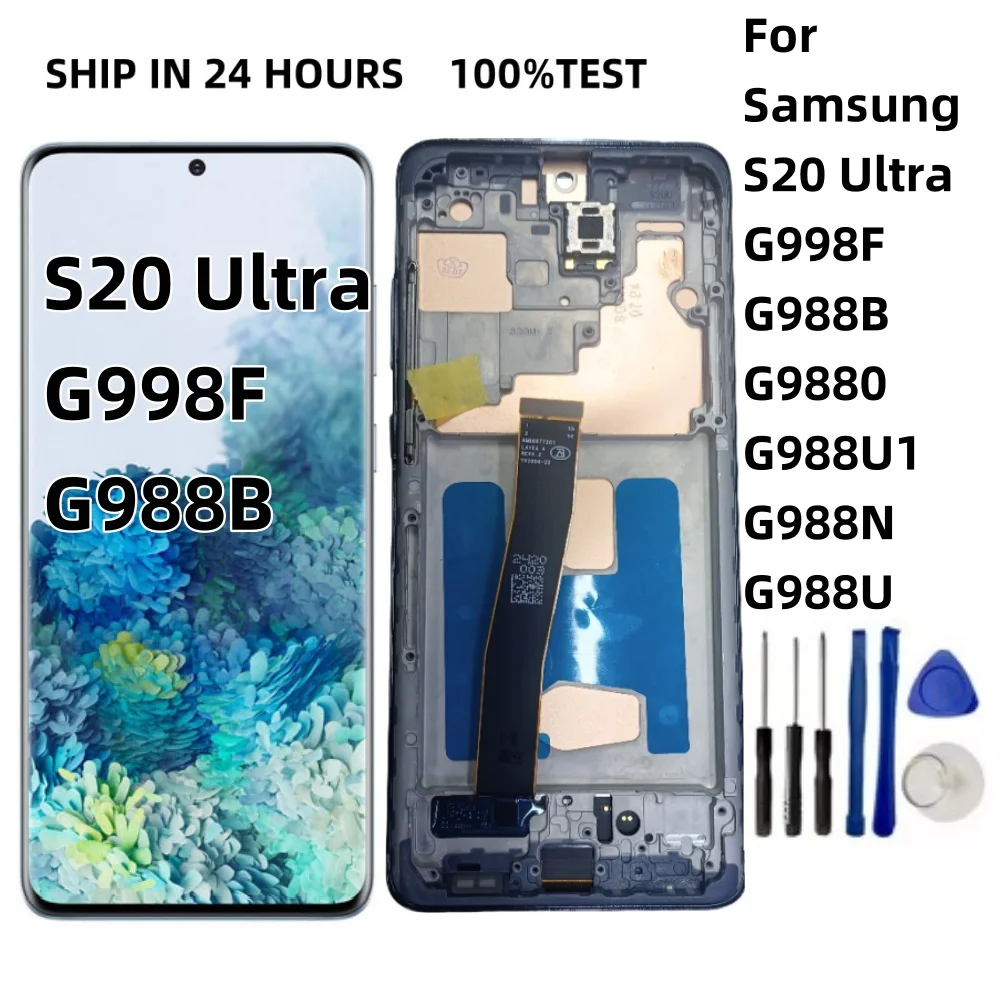 TFT/OLED для Samsung S20 Ultra G998F SM-G988B G9880 G988U1 G988N G988U Замена дигитайзера ЖК-экрана в сборе с рамкой