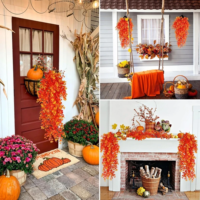 

Artificial Plastic Plants Vine Festival Wreath Wedding Party Home Wall Door Hanging Living Room Table Garden Diy Gifts Box Decor