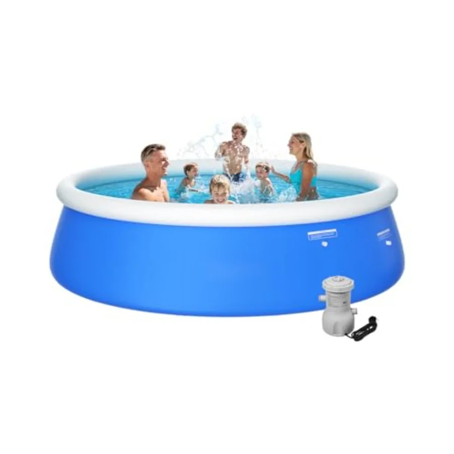 

2025 Upgrade 12'*33" Round Inflatable Top Ring Above Ground Swimming Pool Fast Easy to Set Up Blow Up Pool Set with 530GPH Filt