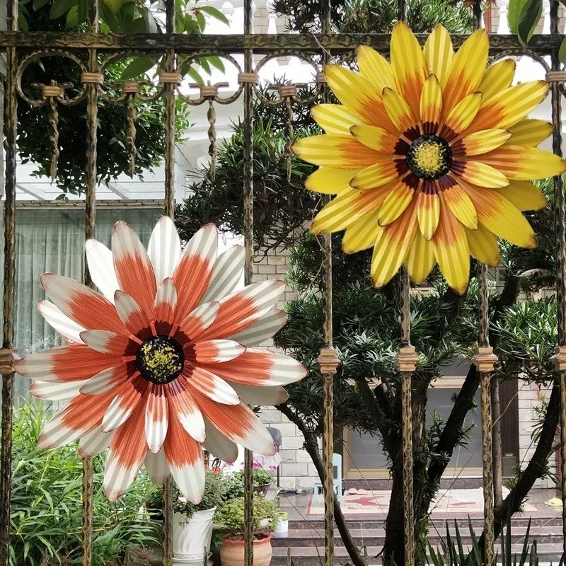 3D Flower Wall Art Decorations Metal Hanging Flower Wall Sculptures Hanging Ornament For Bathroom Living Room Garden Yard Home D