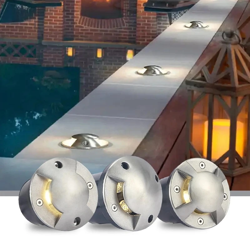 IP67 Waterproof Stainless Steel Recessed Side Emitting Inground Lamp 3W 6W 9W Outdoor Courtyard Step Walkway Landscape Lighting