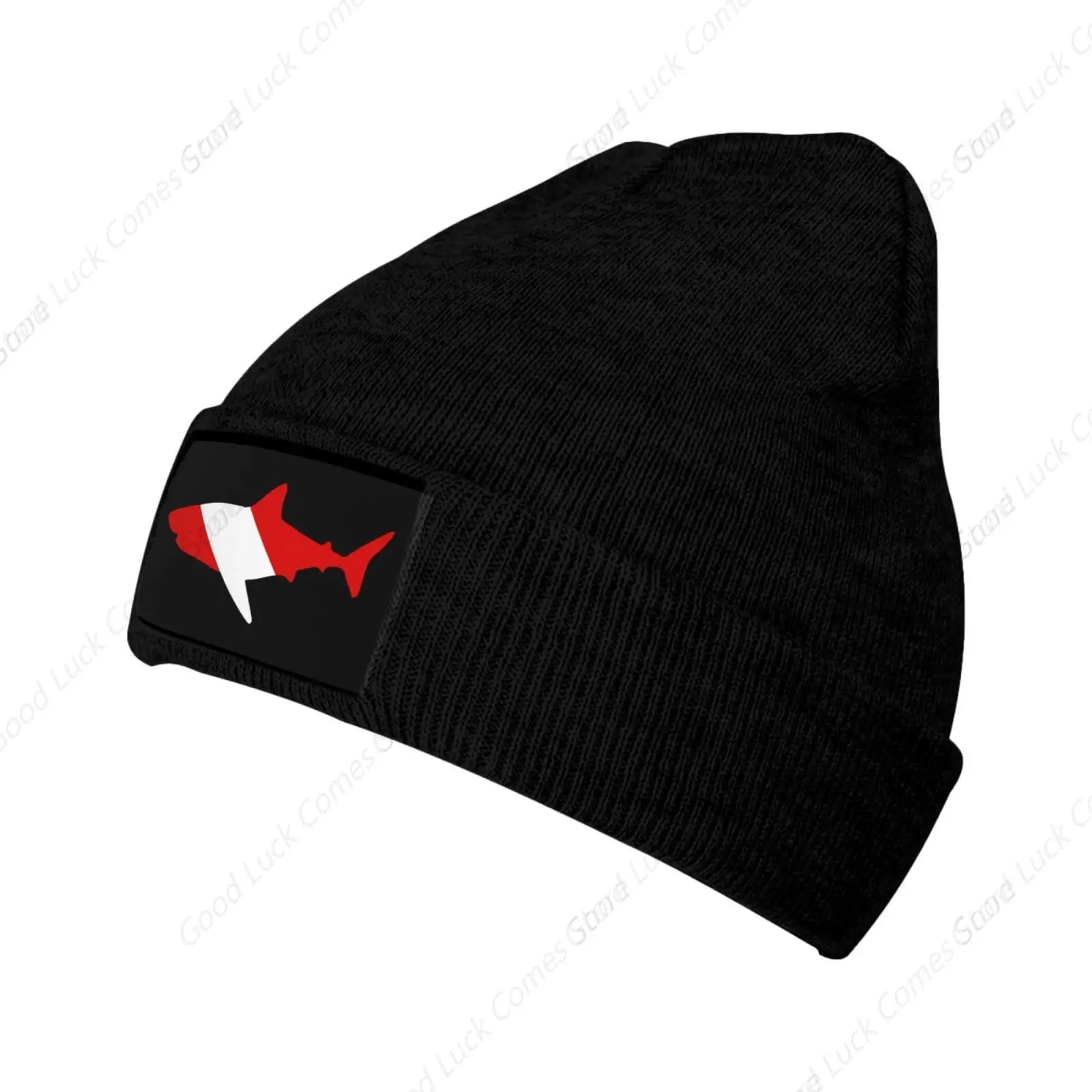 Winter Knit Hat Cap for Men Women, Sharks Divers Down Flag Unisex Beanie Hat Cuffed Skull Cap Warm Ski Hats