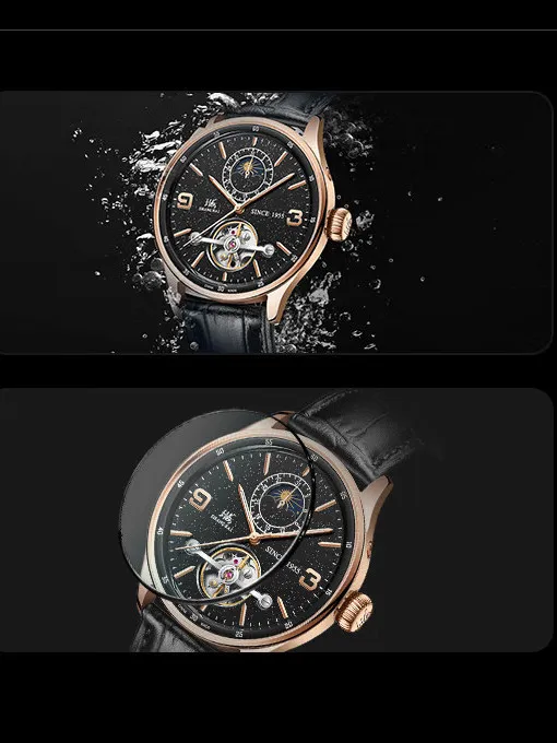 Shanghai Watch Men's National Series Sun, Moon and Stars Pendulum Gold Stone Mechanical Watch view 5
