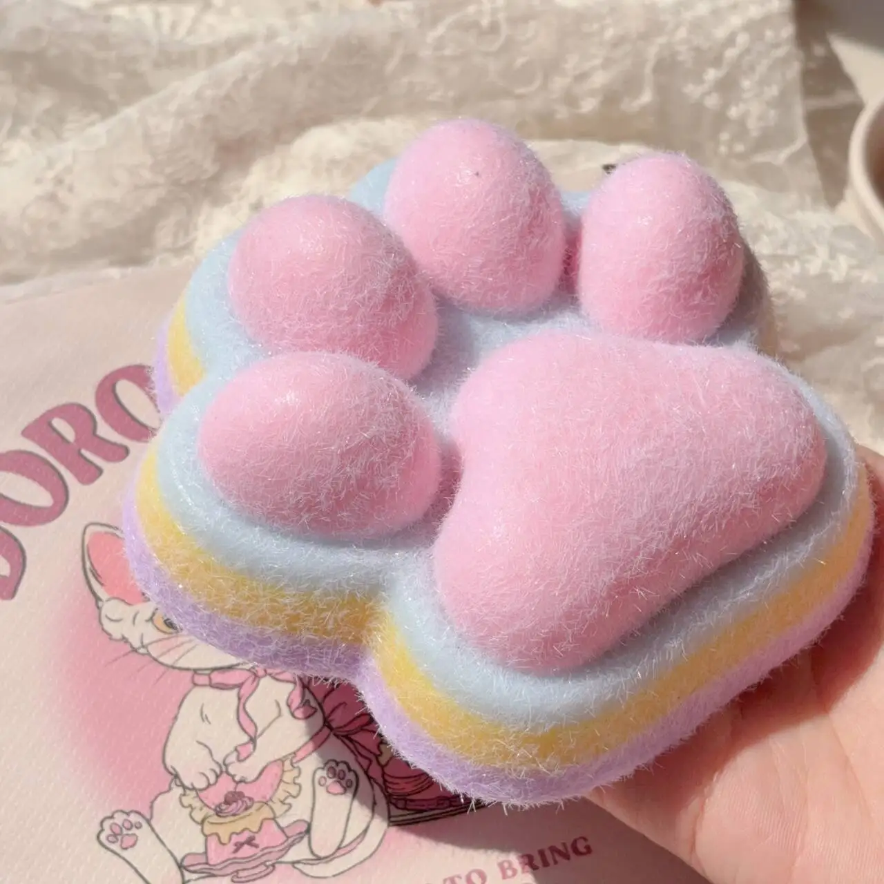 كبير قوس قزح طابا اسفنجي سوبر كبير القط باو القدم انتعاش بطيء لينة هلام قرصة الضغط ضغط مكافحة الإجهاد الإصدار لعبة ﻿