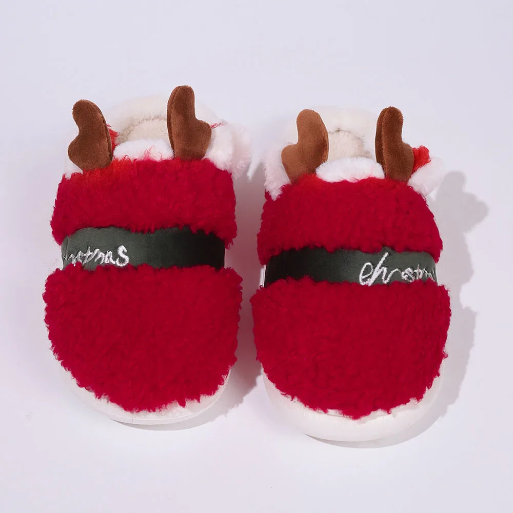 Christmas Antlers Cotton Slippers Soft Comfortable Warming Shoes For Bedroom