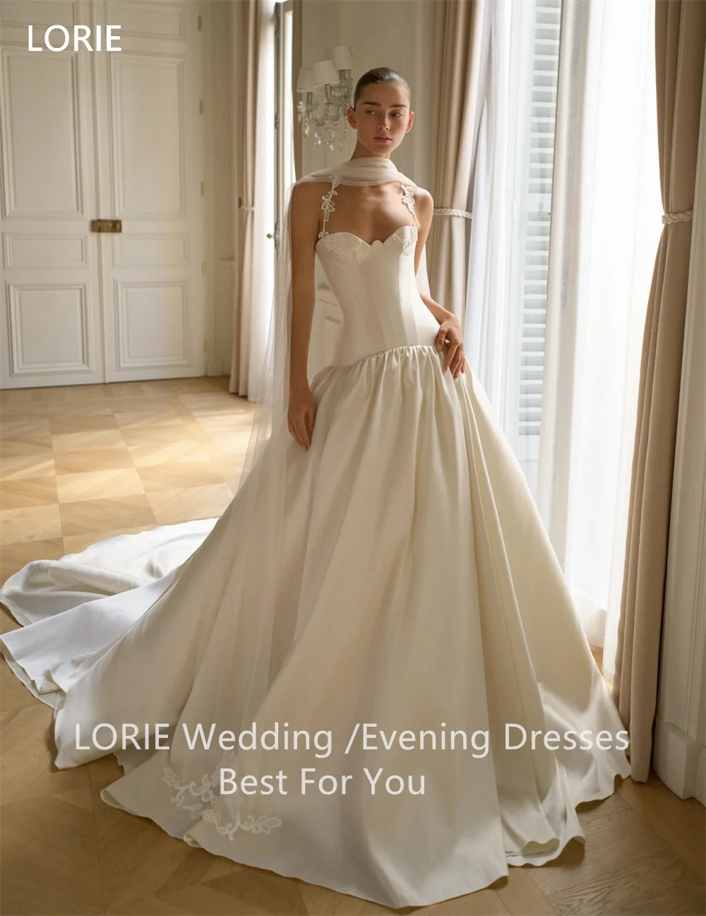 LORIE Elegant Ball Satin Wedding Dress Halter Sleeveless Women's Wedding Dresses Appliques Bridal Gown 2027 Customized