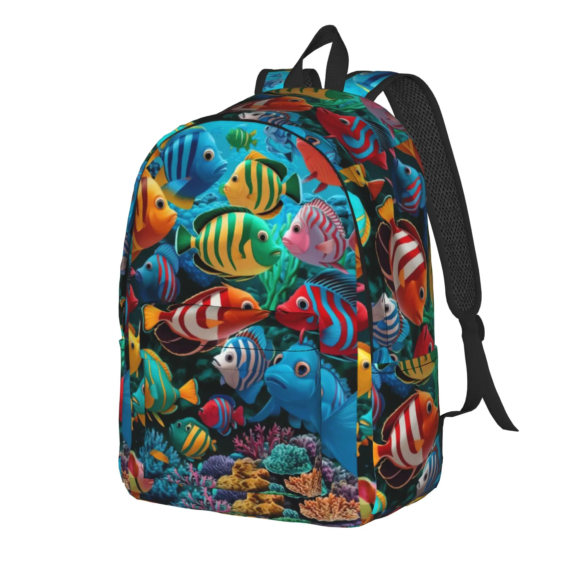Novel Fun Bright Underwater Tropical Fish Backpack  Travel Backpacks Teen Elegant School Bags Colorful Print Rucksack