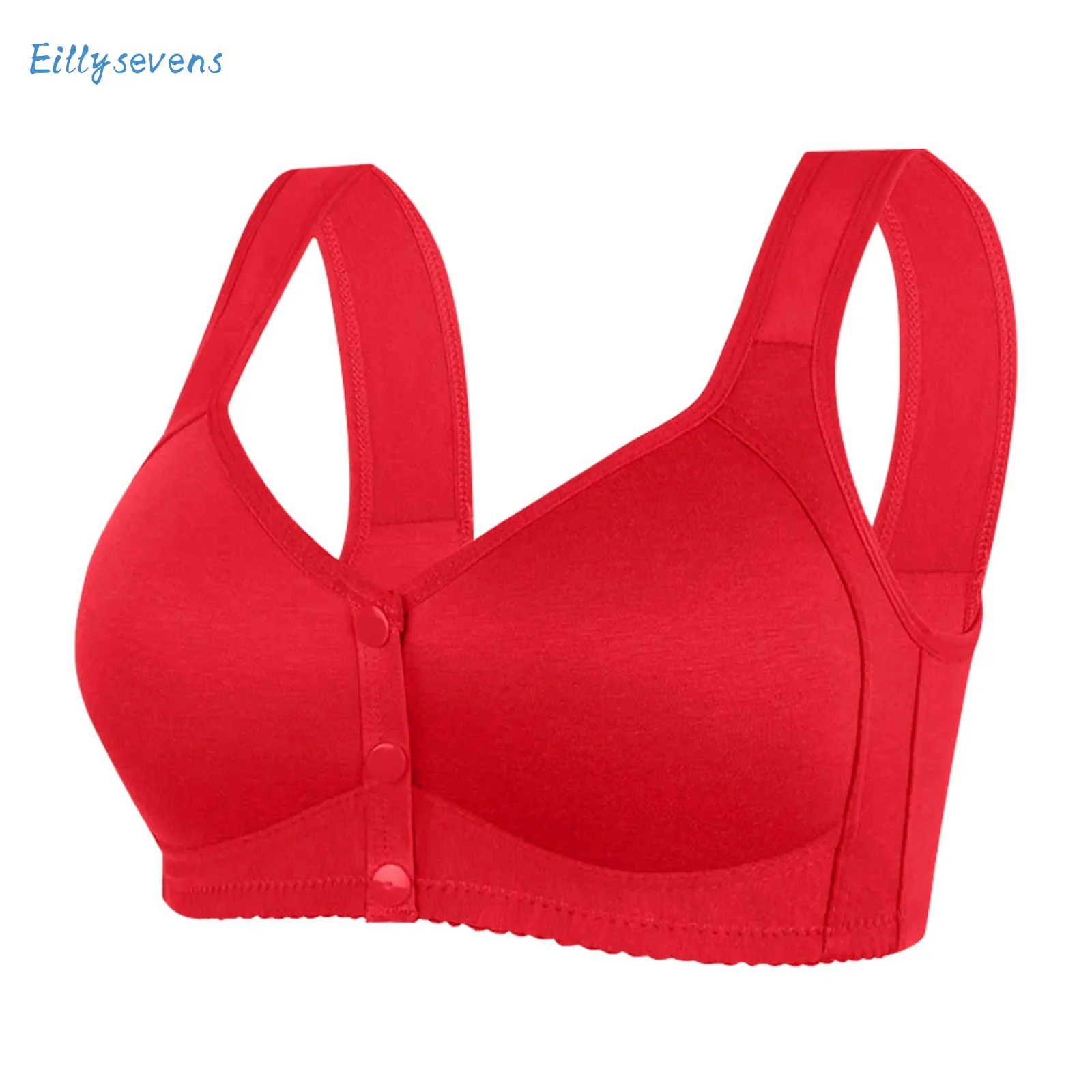 

Large Size Underwear Women'S Solid Comfortable Gathering Front Buckle Vest Bra Without Steel Ring Everyday Causal All-Match Bra