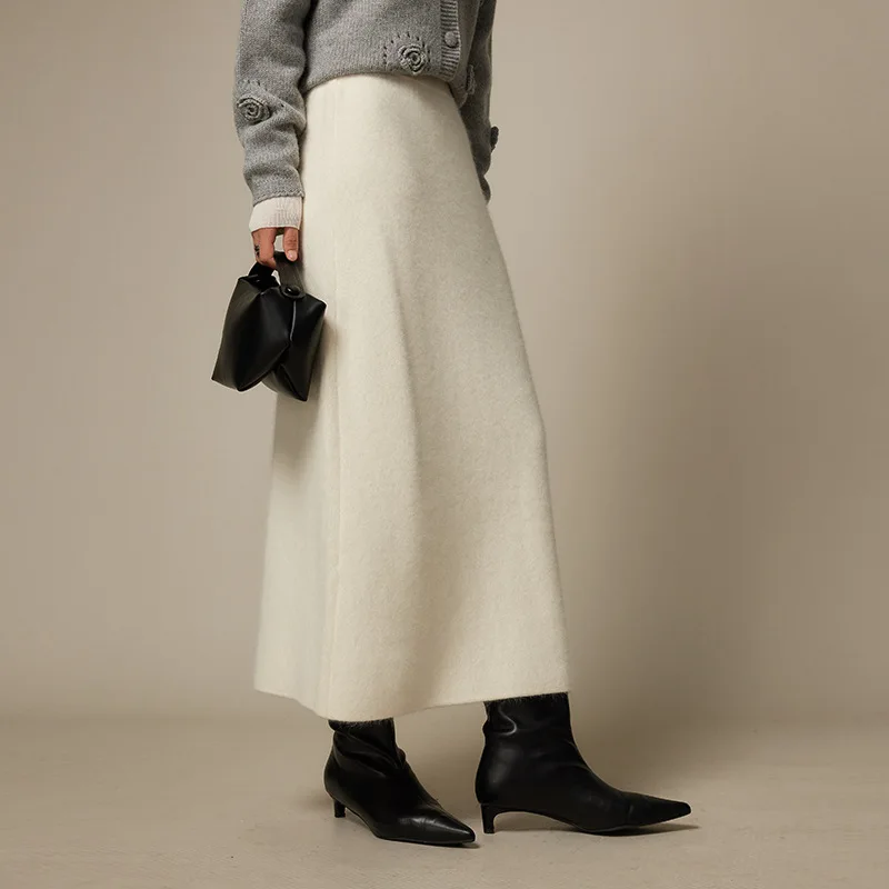 

Women Solid Knit Skirt 2025 Autumn Winter Bodycon Pencil Midi Slim Fit Stretch Basic