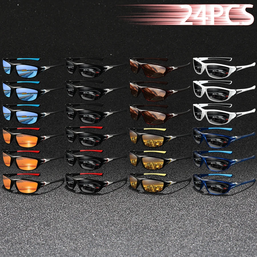 

24PCS Fashion Vintage Cycling Sports protective glasses MenWomen Running Mountaineering Sport UV400 Eyewear