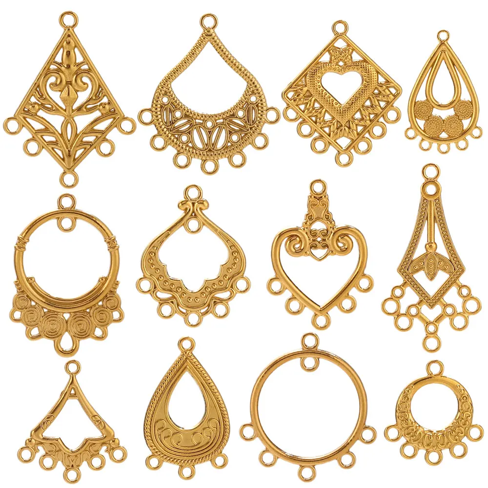 5 Stück poröse Anhänger aus Edelstahl für die Schmuckherstellung, Vintage-Ethno-Stil, zum Aufhängen, für Ohrringe, Anhänger, Verbinder, DIY-Schmuckzubehör – Detail 1