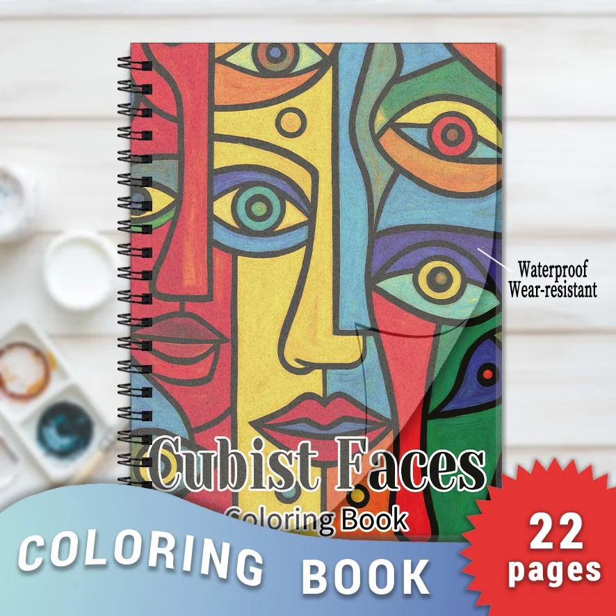

Cubist Faces Coloring Book - 8.3×11.2 Inches, 22 Pages. Great for Artistic Relaxation, Stress