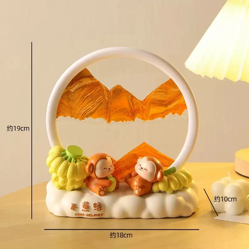 Light Luxury High-End Fortune-Turning Quicksand Painting Ornament European-Style Wine Cabinet Living Room Office Decoration 3D Three-Dimensional Hourglass