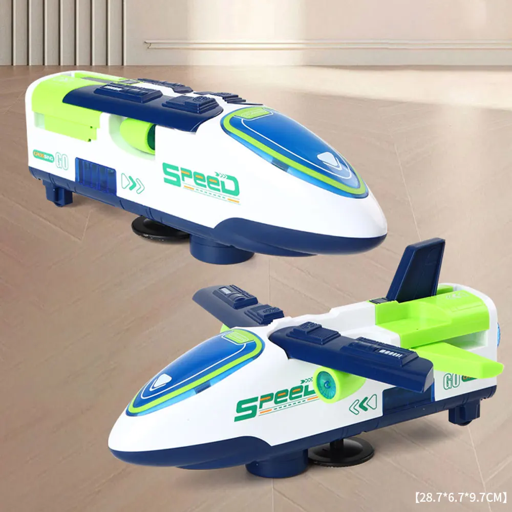 

Электрический трансформирующийся поезд, игрушечный звуковой свет, универсальный авто трюк 360° ° Имитационная модель вращения, детские рождественские подарки VG231