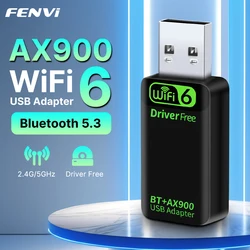 Fenvi WiFi6 AX900 USB 3.0 Adapter Bluetooth 5.4 Dual Band 2.4G&5G WiFi 6 USB Dongle Network Card Wireless Receiver Driver Free