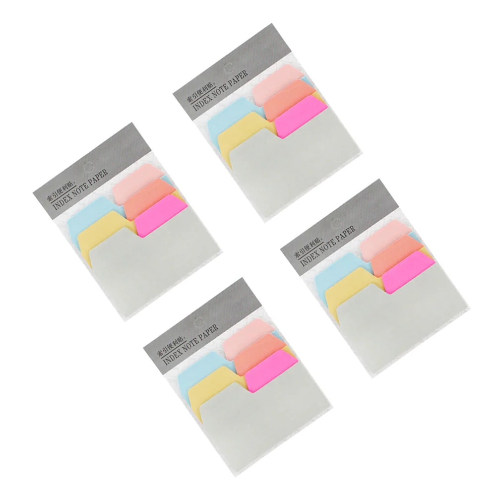 4pcs Colorful Memo Tabs Paper Sticky Index Stickers Self Adhesive Bookmarks Highlighting Memo Pads for Notes Book Document