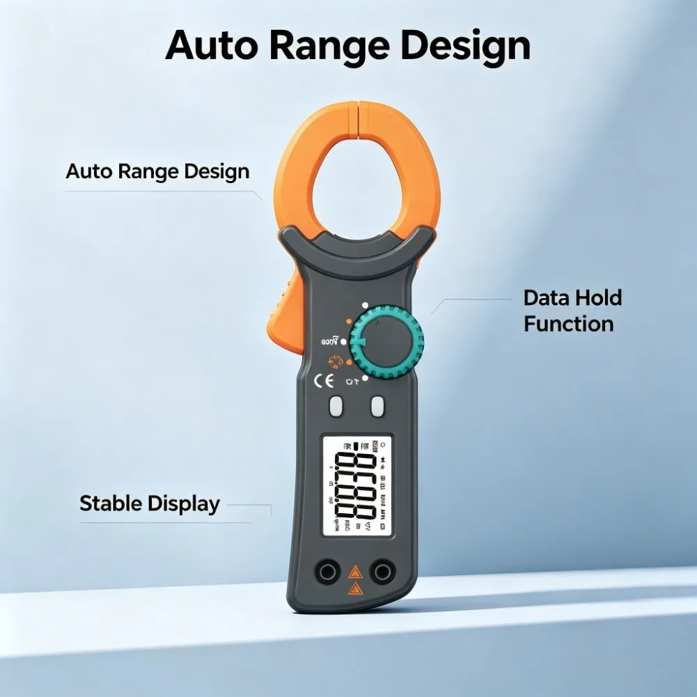 T26B Digital Clamp Meter with Auto Range Function Large 35x36mm LCD Screen and Built in Temperature Sensor for Industrial Use