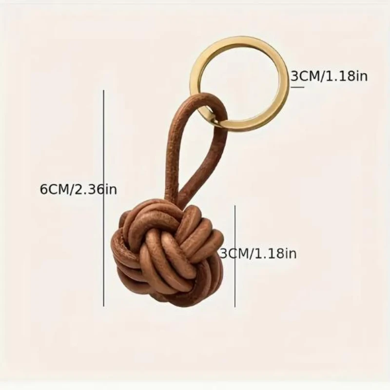 1Pc Handmade Leather Woven Ball Keychain Casual Style Suitable for Women And Men Woven Key Ring Pendant Versatile Bag Charm