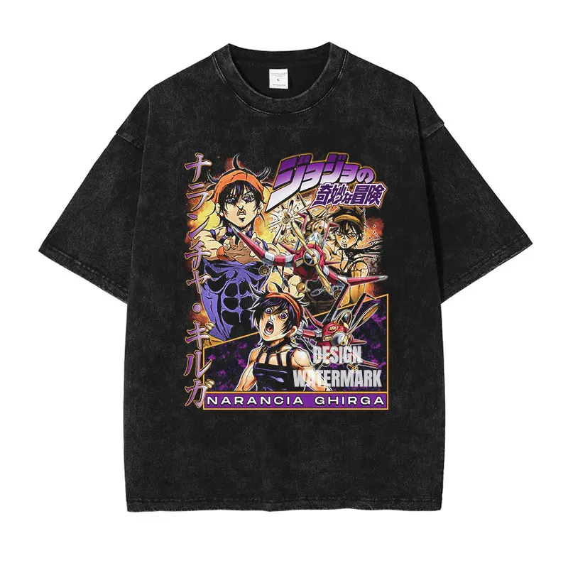 

Футболка в стиле ретро с принтом JoJo's Bizarre Adventure, мужская футболка с принтом японского аниме и манги, повседневная хлопковая футболка унисекс с короткими рукавами