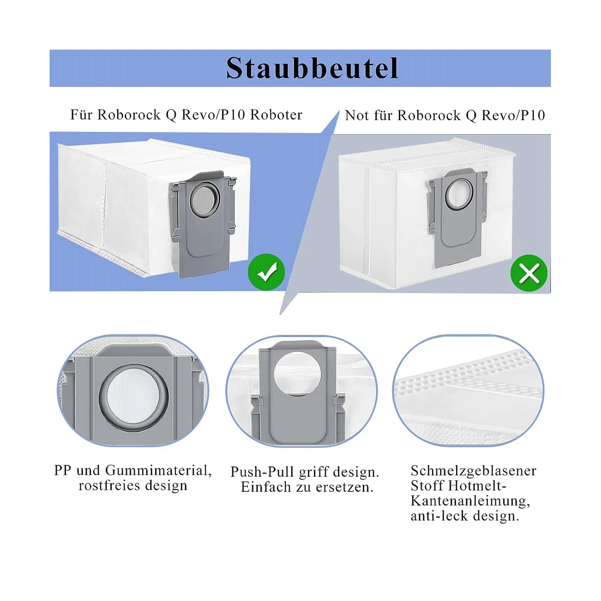 Für Q Zubehör, für P10 Roboter Staubsauger Ersatzteile Zubehör Kit Hauptbürste Staubbeutel-A59E