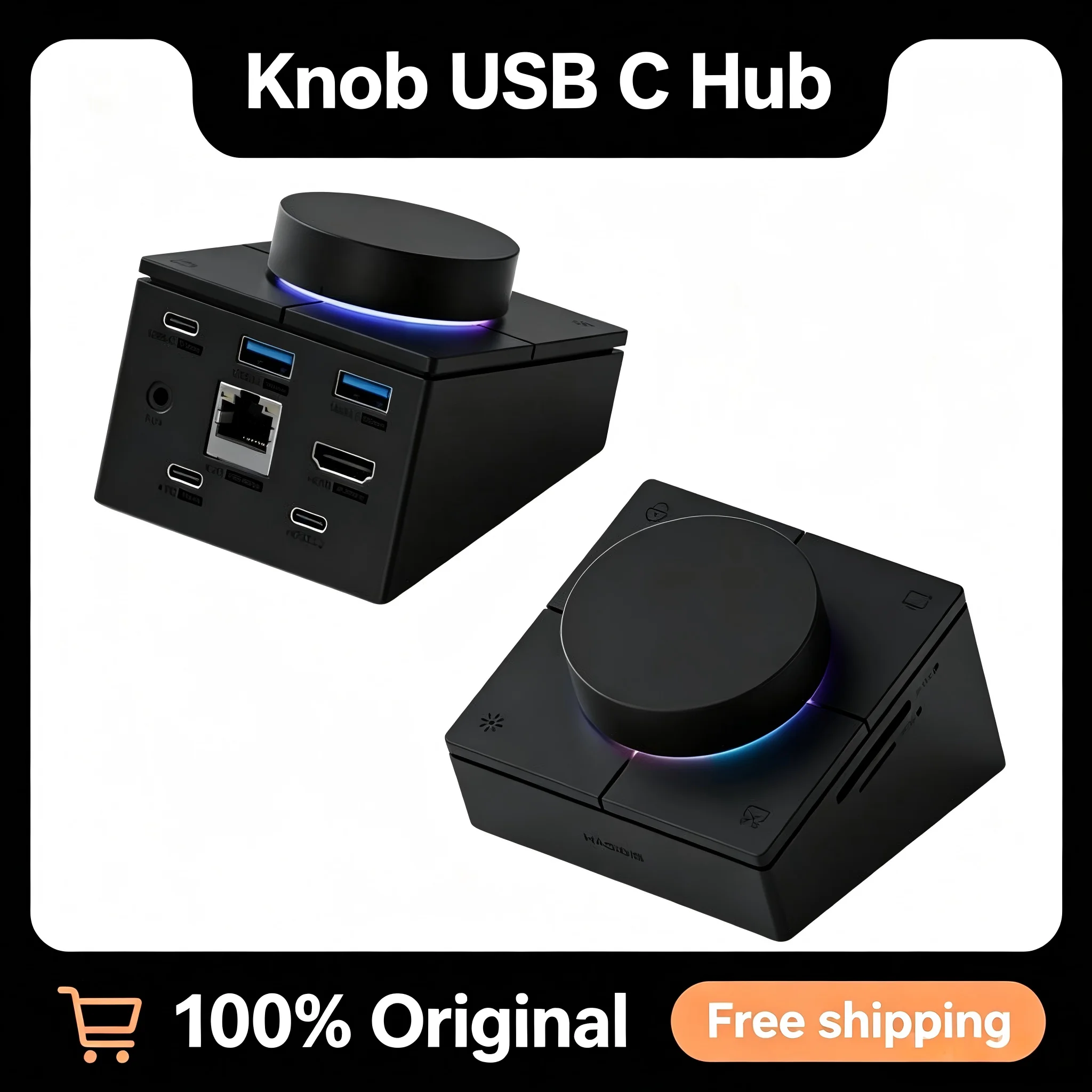 Hagibis Knob USB C Hub With Shortcut Buttons Type-C Docking Station Volume Adjustment Desktop Controller 2.5G RJ45 for Macbook