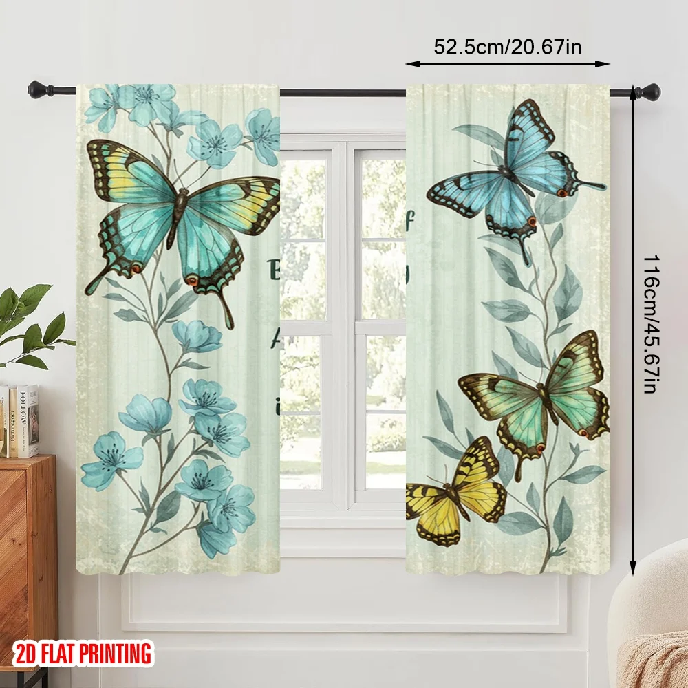 2pcs 2D flat printing Curtain Believe amazing today possible Fabric Without Electricity All Season Party & Holiday Decor Perfect