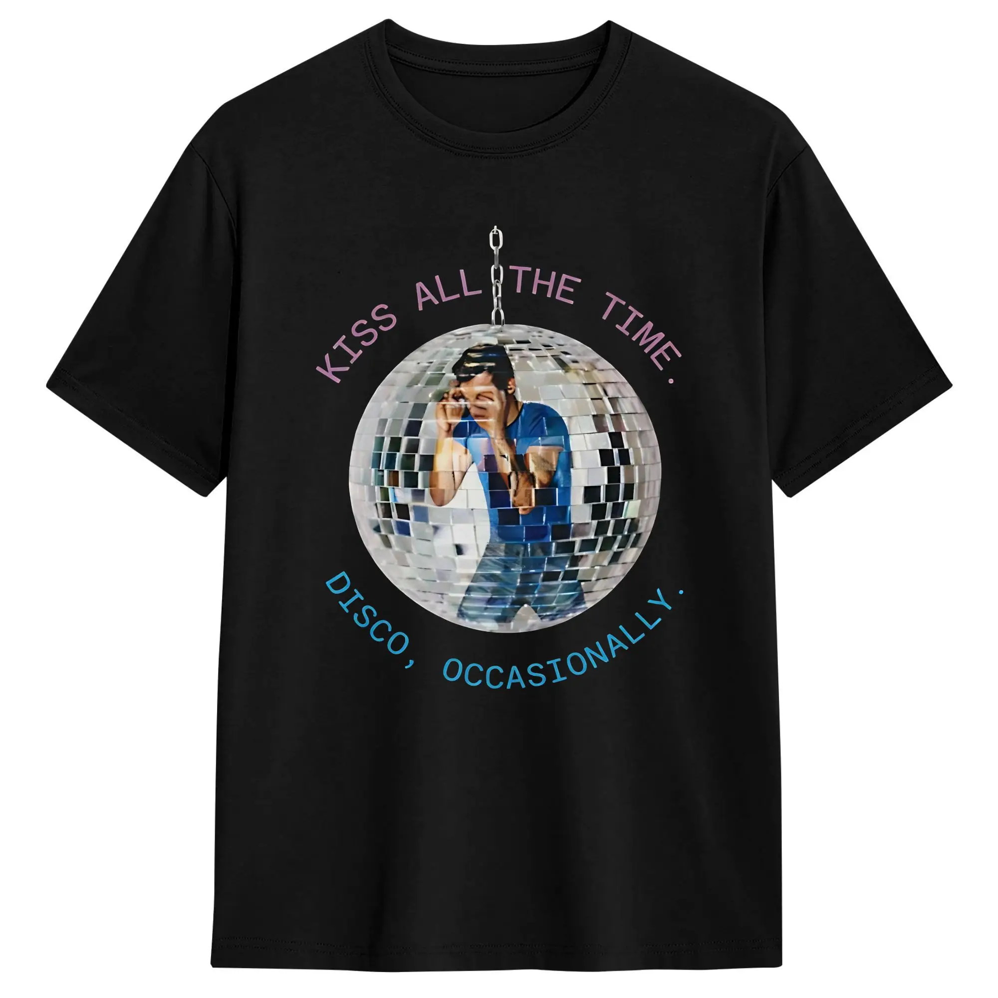 Men's T-Shirts Harry Style Kiss All The Time Disco Occasionally Novelty Cotton Tees Short Sleeve T Shirts Round Collar Tops