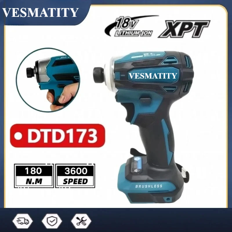 DTD173 Cordless  Impact Driver 180Nm Electric Drill Screwdriver with LED Light Multi-function Household Tool For 18V-20VBattery