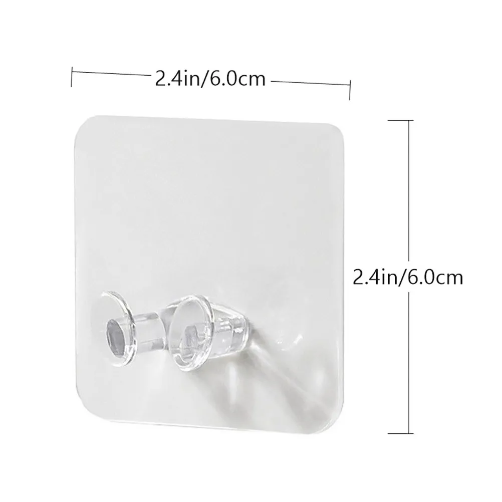 1Set Transparent Wall Hooks Plug Holder Self Adhesive Strong Load Bearing Non Mark Removable Hooks for Home Office Restaurant