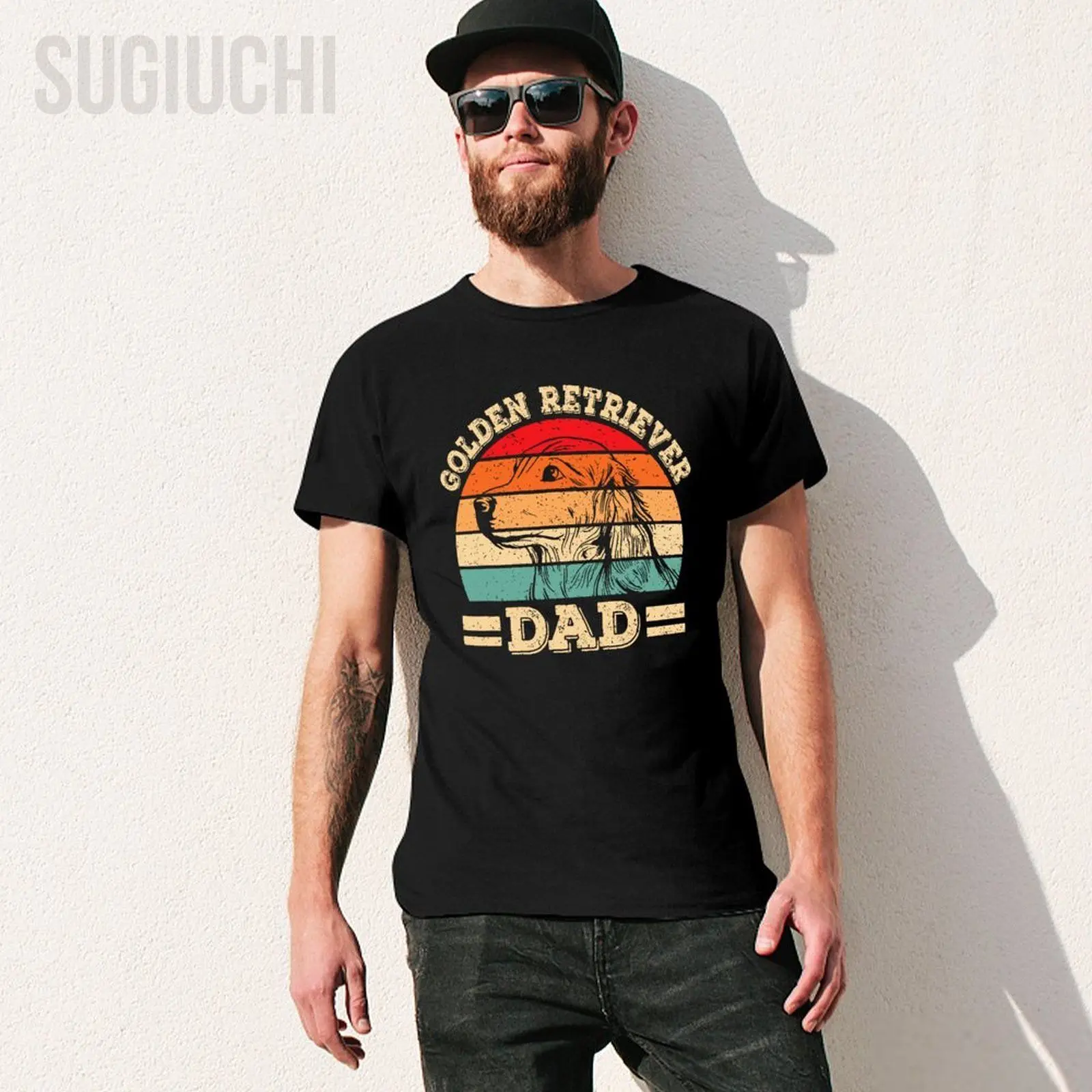 Unisex Men Golden Retriever Dog  DAD Tshirt Tees T Shirts Women Boys 100% Cotton T-Shirt