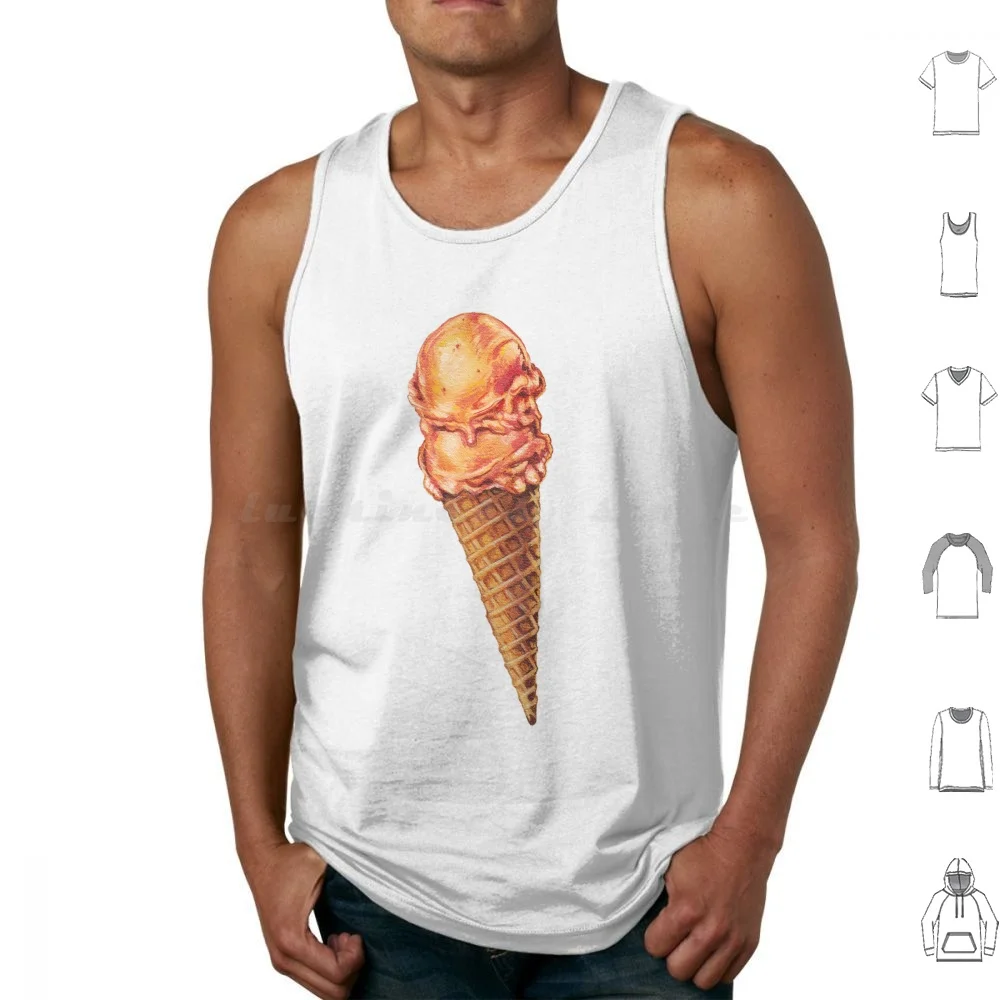 Strawberry Double Scoop Pattern Tank Tops Print Cotton Ice Cream Strawberry Food Cute Retro Kitsch Kawaii