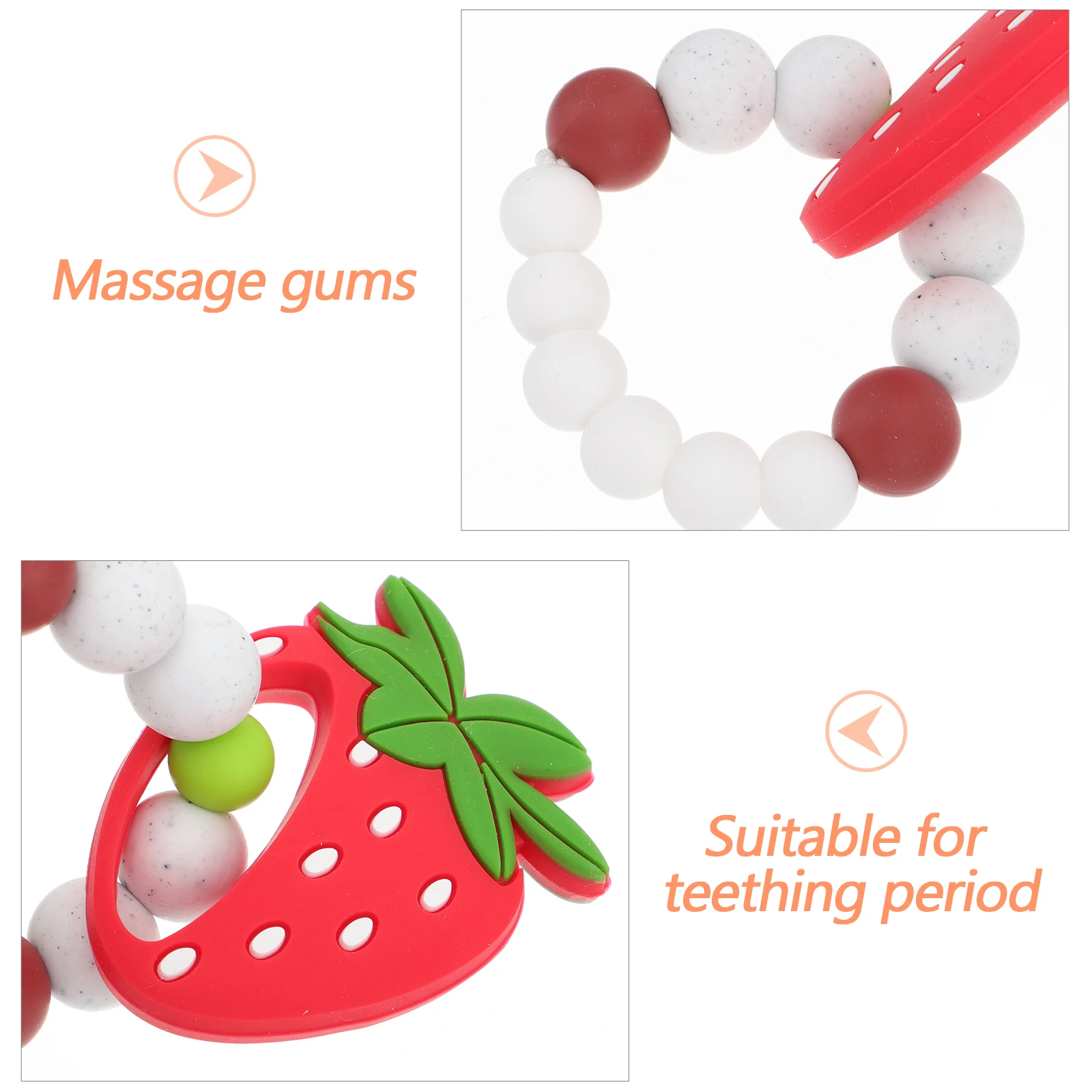 Bracelet molaire à fraises pour bébé, Bracelet de dentition, fruits de dessin animé, à mâcher, pour soins des gencives, entraînement à mâcher, cadeau pour nouveau-né, sûr