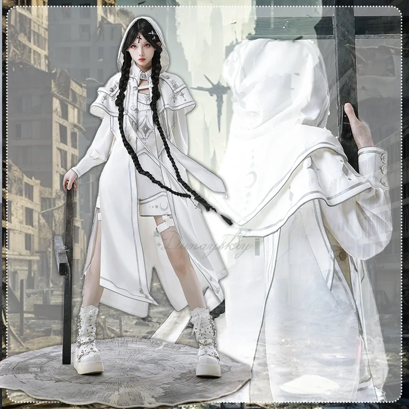 ชุดโลลิต้าสีขาว ชุดคลุมเสื้อคลุม กางเกงขาสั้น สไตล์ไซเบอร์พังก์ ชุดเต็มตัว สำหรับงานปาร์ตี้ฮาโลวีน งานคาร์นิวัล คอสเพลย์