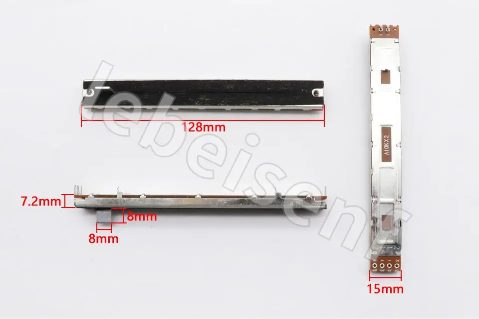 

2pcs SC1009G mixer 128mm fader double straight potentiometer A10Kx2 / handle length 8MMB / width 16mm