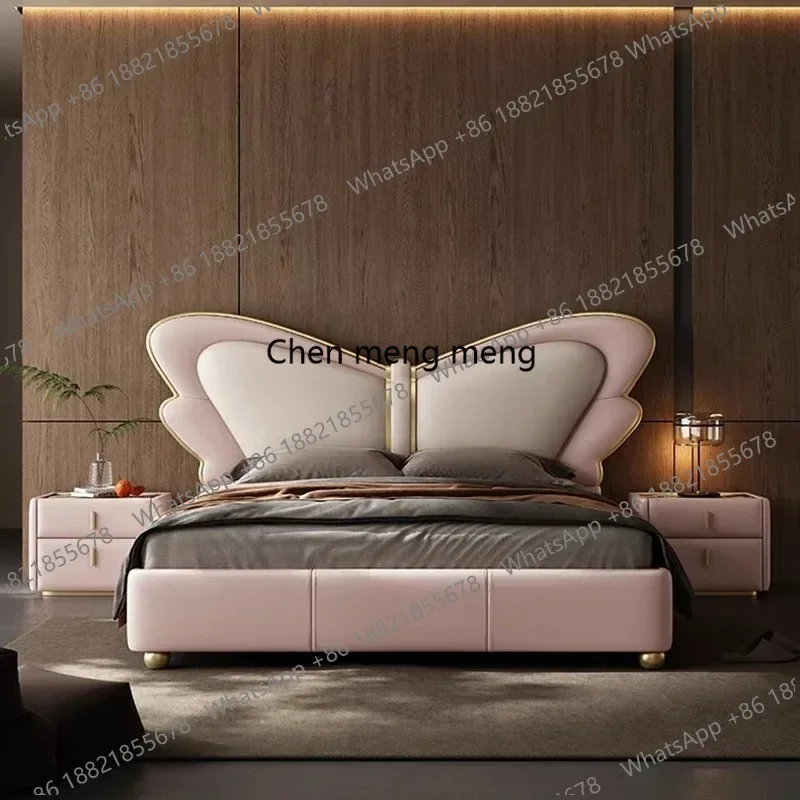 B182 Princess Sleeping Bed Platform Leather Castle Girls Massage Bed Design Human Dog Loft Frame Letto Matrimoniale Trendy Furni