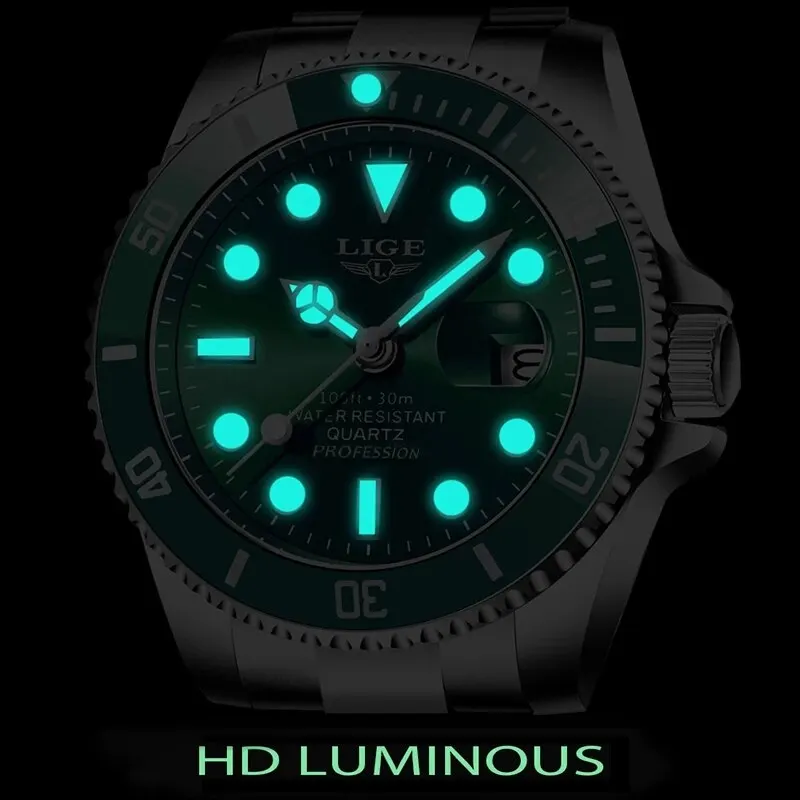 LIGE Top Brand Luxury Fashion Diver Watch Men 30ATM Waterproof Date Clock orologi sportivi orologio da polso al quarzo da uomo Relogio Masculino