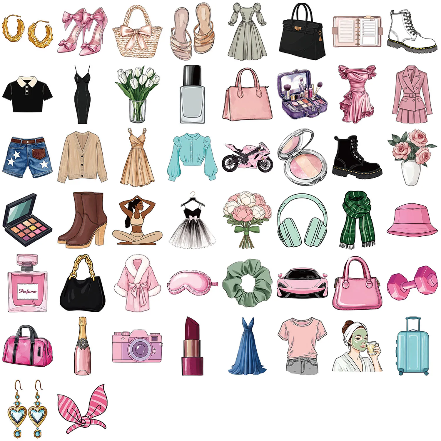 50pcs Leisure and lifestyle stickers, exquisite and cool graffiti stickers, cartoon stickers, fun and classic gift decorations