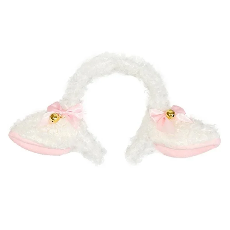 QQ  Sheep KC Lolita Halloween Headband Lamb Ears Animal Headdress Soft Plush Hair Hoop Fluffy Hairbands Cartoon Original Design