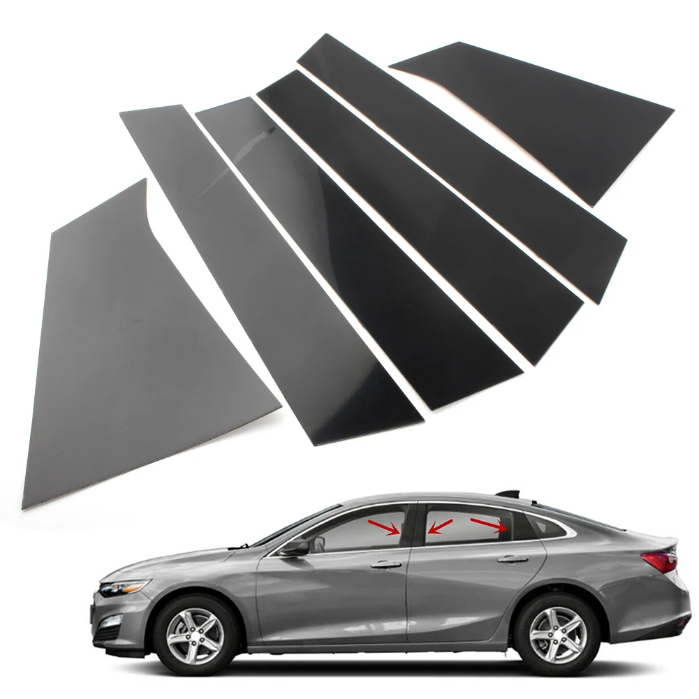 6Pcs Gloss Black Car Door Trim Pillar Post Cover Decorative Sticker For Chevrolet Malibu 2016 2017 2018 2019 2020 2021 2022 2023