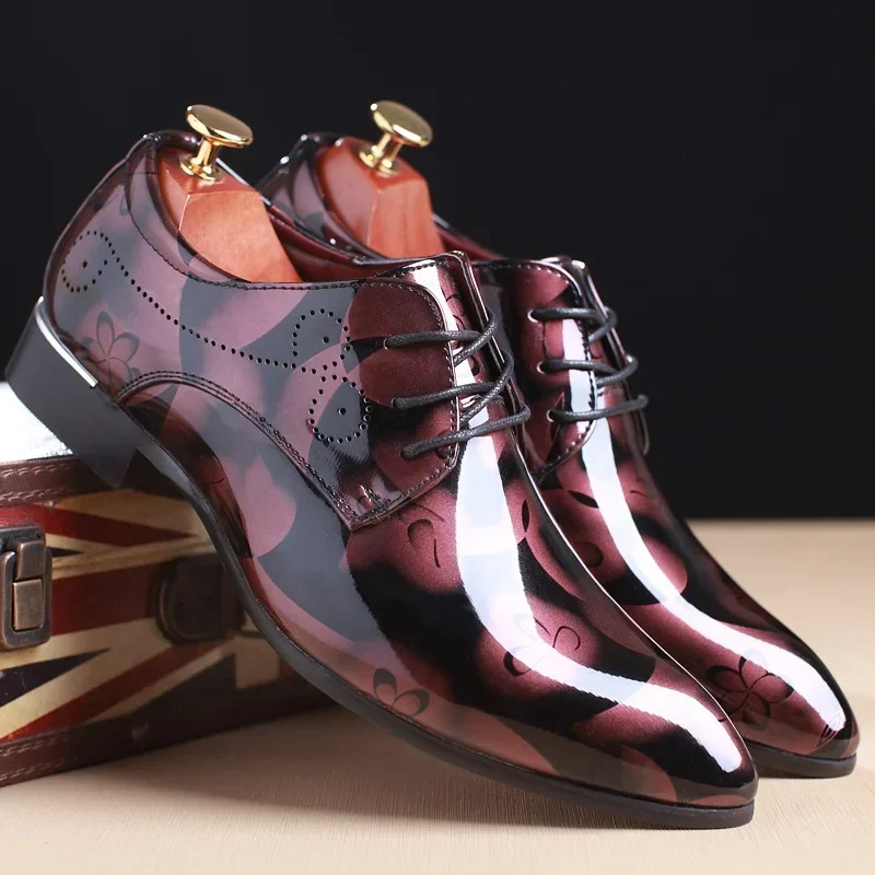 Man Formal Shoes Men Floral Pattern Leather Luxury Fashion Groom Wedding Men Oxford Dress Office Men Dress Brand High Quality